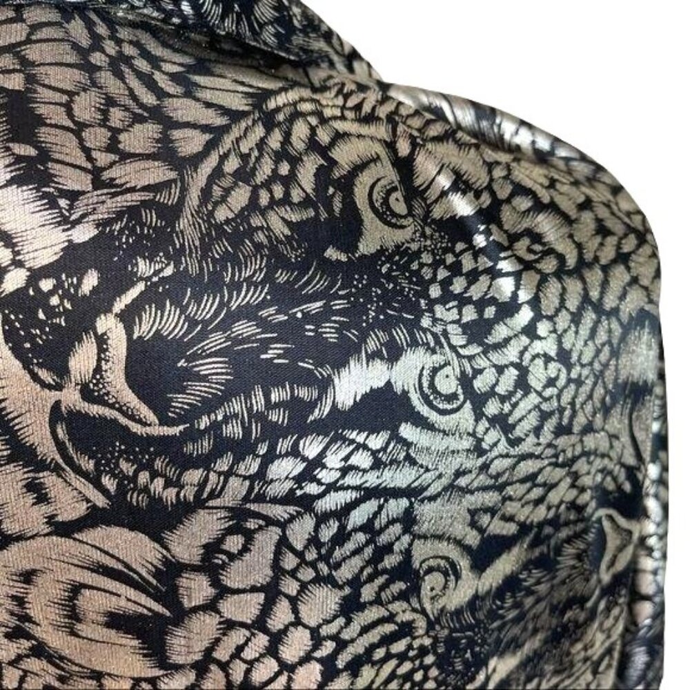 Fourteenth Place Vintage Womens Top Size Medium Black Silver Tiger Print - Picture 5 of 12